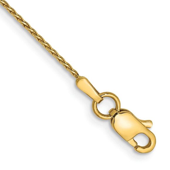 14k Yellow Gold 9 inch .8mm Diamond-cut Parisian Wheat with Lobster Clasp Anklet